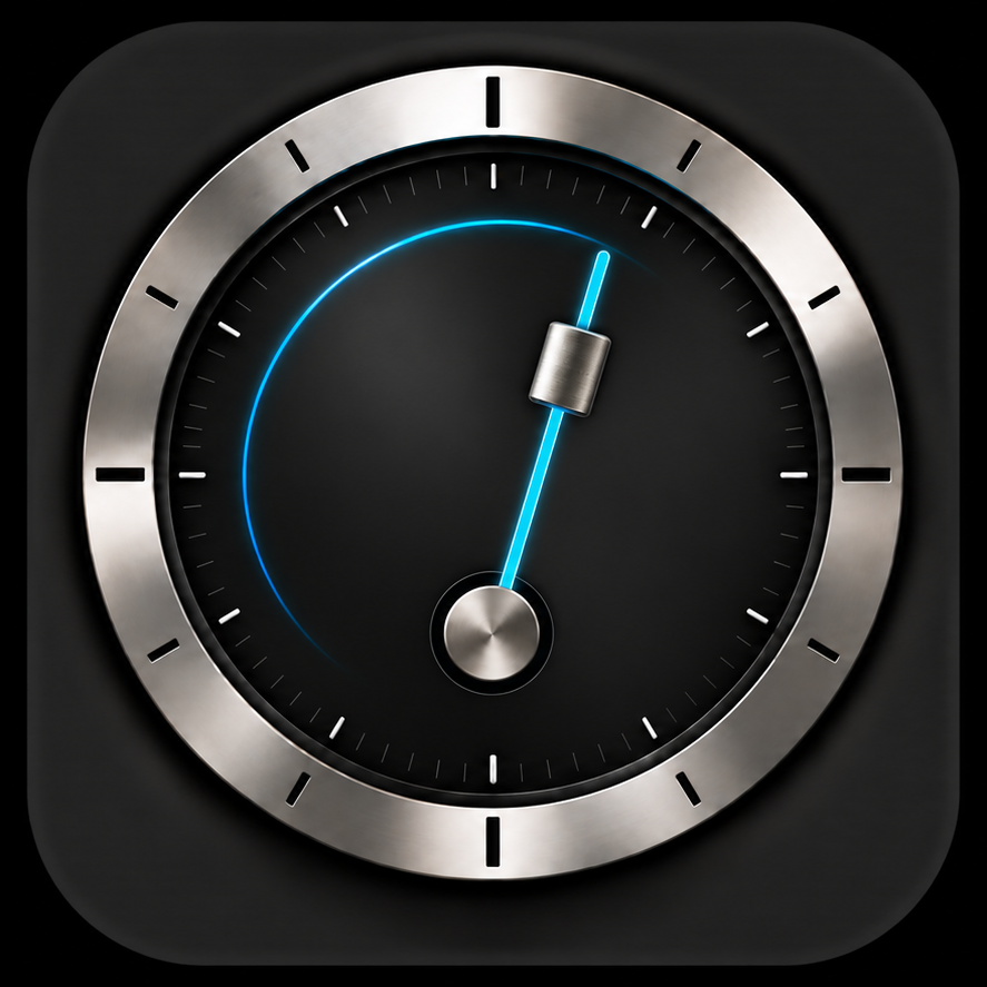 Cadran icon proposal: a watch dial with a blue metronome arm